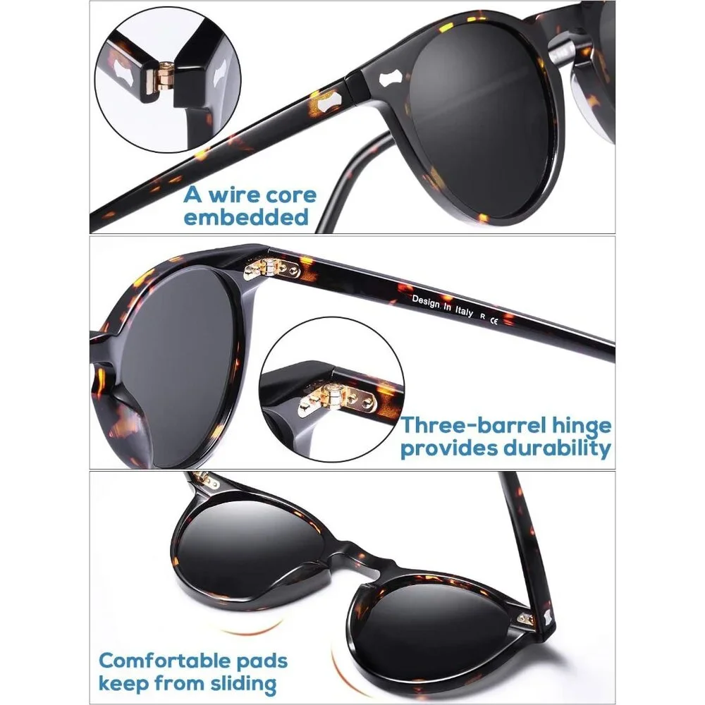 Handmade Retro Polarized Sunglasses for Men - UV400 Protection & Glare Reduction
